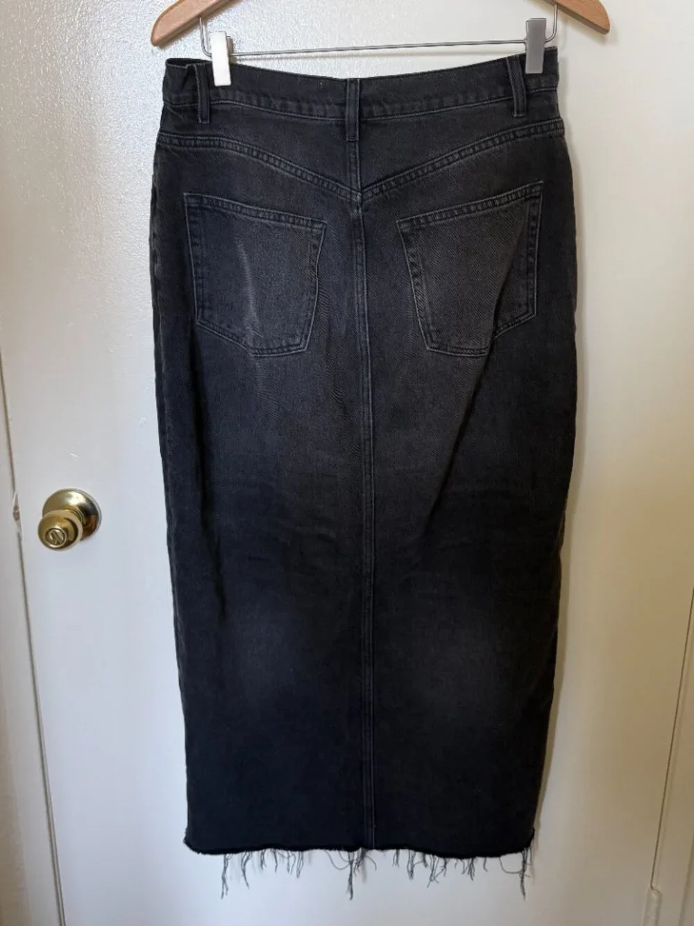 Reformation Nila Black Denim Long Midi Skirt US 29